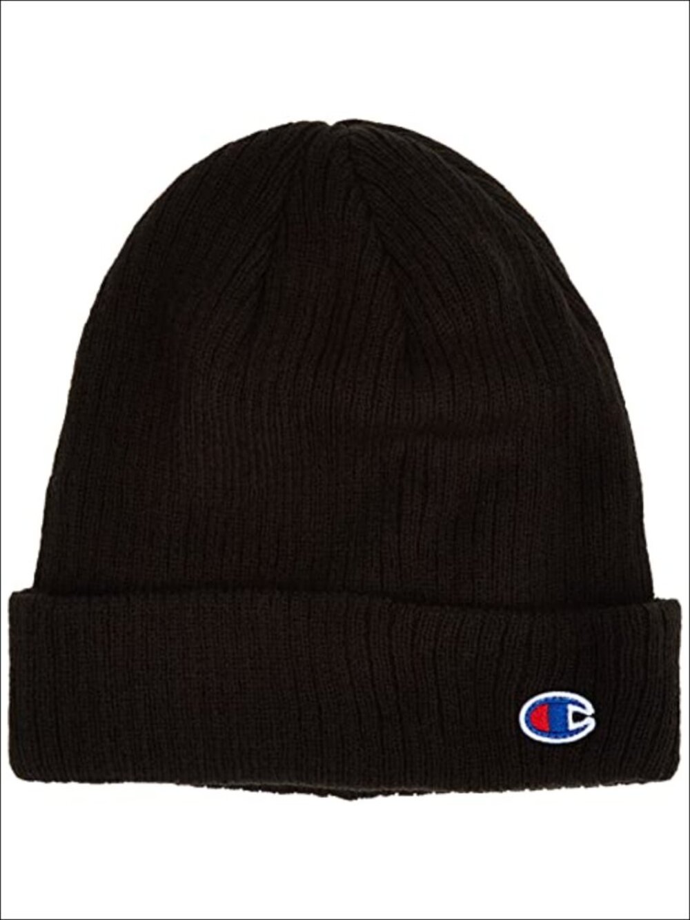 Champion Logo Cuff Beanie Ribbed Knit Embroidered Acrylic Winter Hat